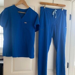 Figs Royal Blue Catarina Scrub Top & Yola Pants